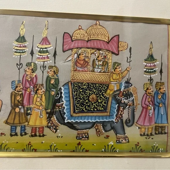 Indian Hindu silk art hand paintedVintage